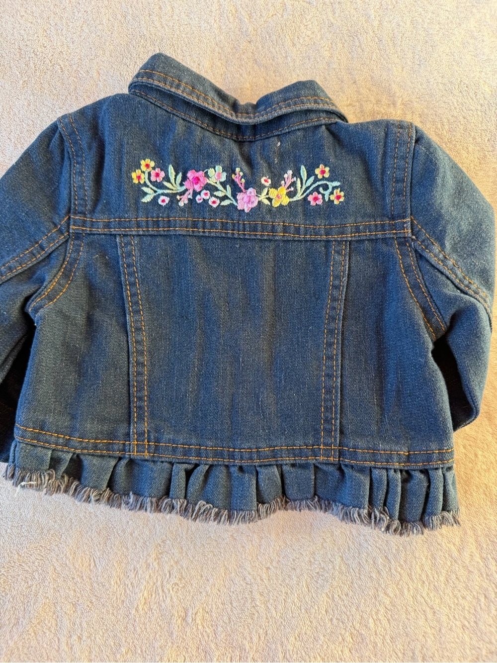 Girls Pink Floral Pleated Dress with Denim Jacket Size 12M - Picture 12 of 13